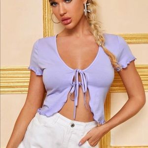 Ruffled Trim Crop Top